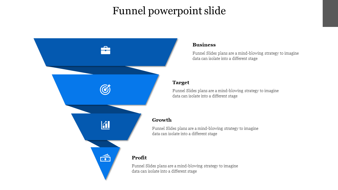 Funnel PowerPoint slide-Blue